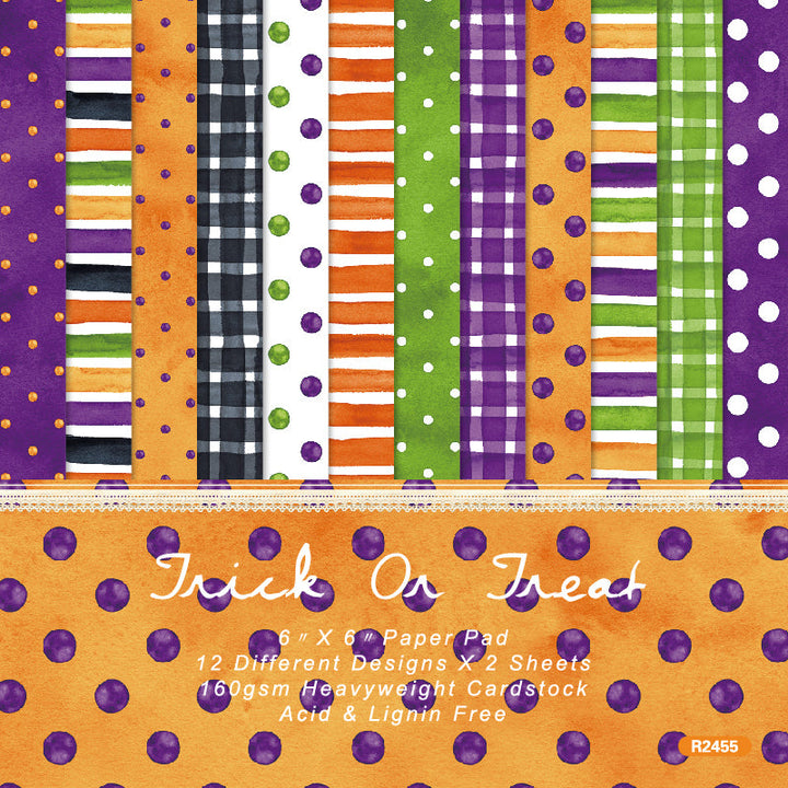 Kokorosa 24PCS 6" Halloween Dot Theme Scrapbook & Cardstock Paper