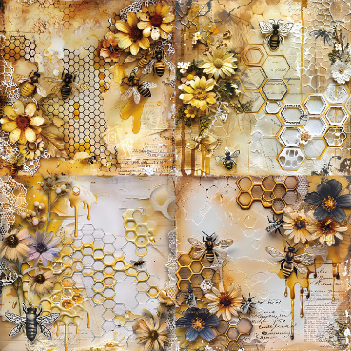 Kokorosa 24PCS 6" Honeycomb and Bee Scrapbook & Cardstock Paper