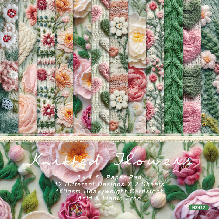 Kokorosa 24PCS 6" Knitted Flowers Scrapbook & Cardstock Paper