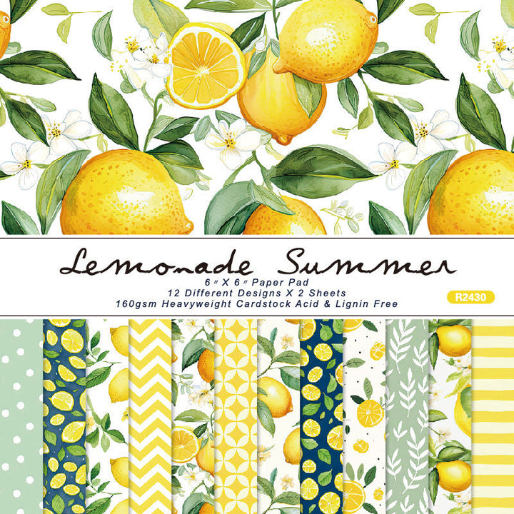 Kokorosa 24PCS 6" Lemonade Summer Scrapbook & Cardstock Paper