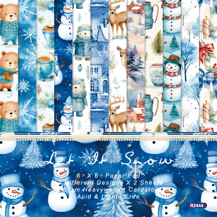 Kokorosa 24PCS 6" Let it Snow Scrapbook & Cardstock Paper