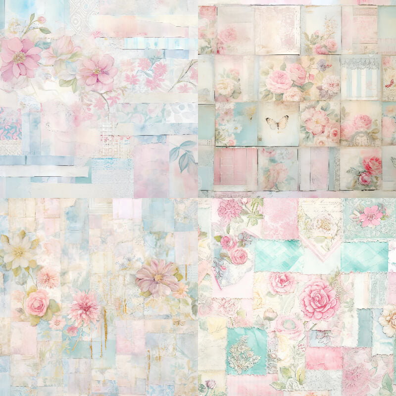 Kokorosa 24PCS 6" Montage Flowers Scrapbook & Cardstock Paper