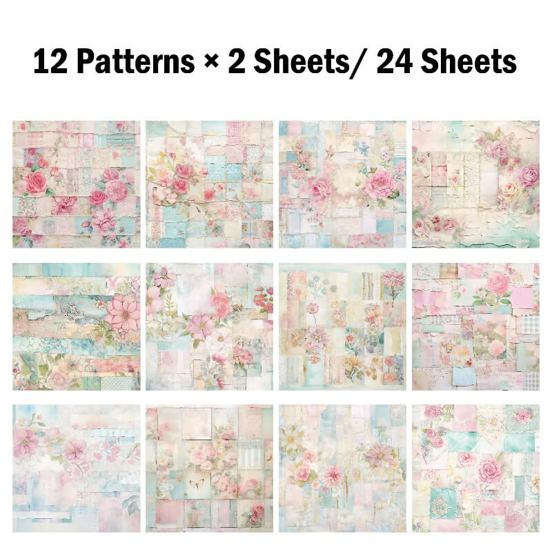 Kokorosa 24PCS 6" Montage Flowers Scrapbook & Cardstock Paper