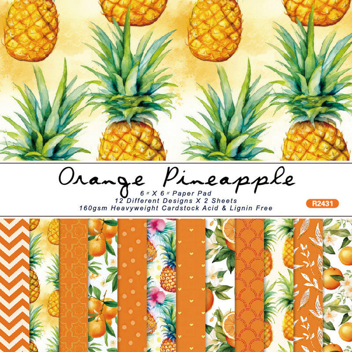 Kokorosa 24PCS 6" Orange Pineapple Scrapbook & Cardstock Paper