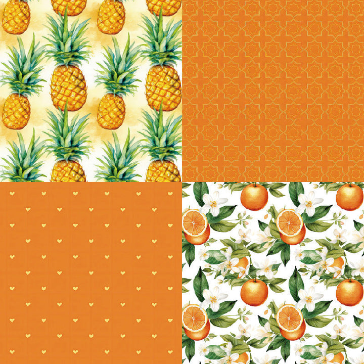 Kokorosa 24PCS 6" Orange Pineapple Scrapbook & Cardstock Paper