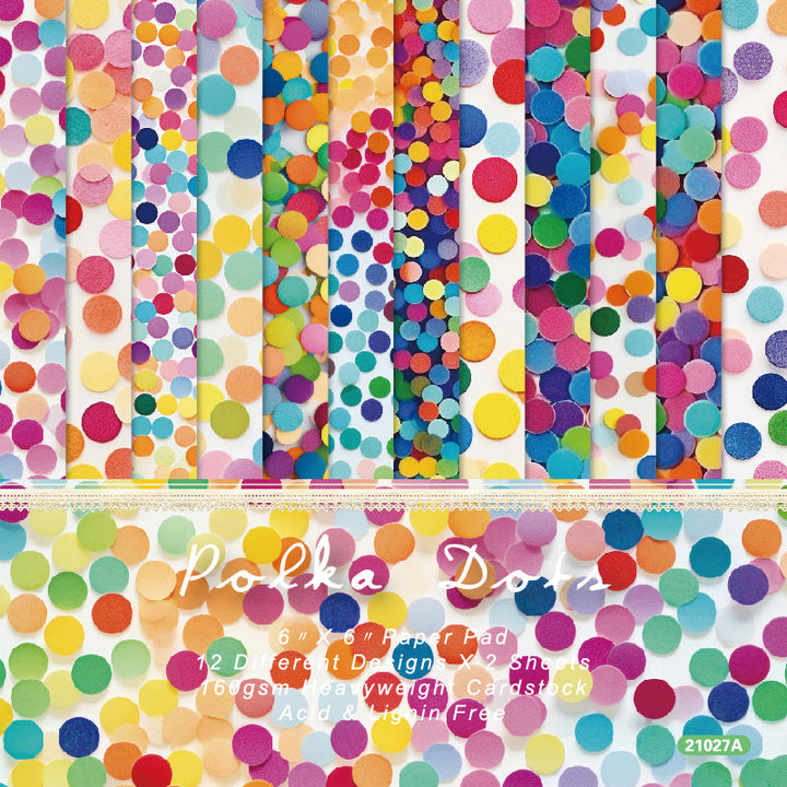 Kokorosa 24PCS 6" Polka Dots Scrapbook & Cardstock Paper