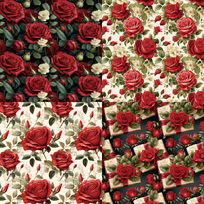 KOKOROSA 24PCS 6" Red Rose Scrapbook & Cardstock Paper