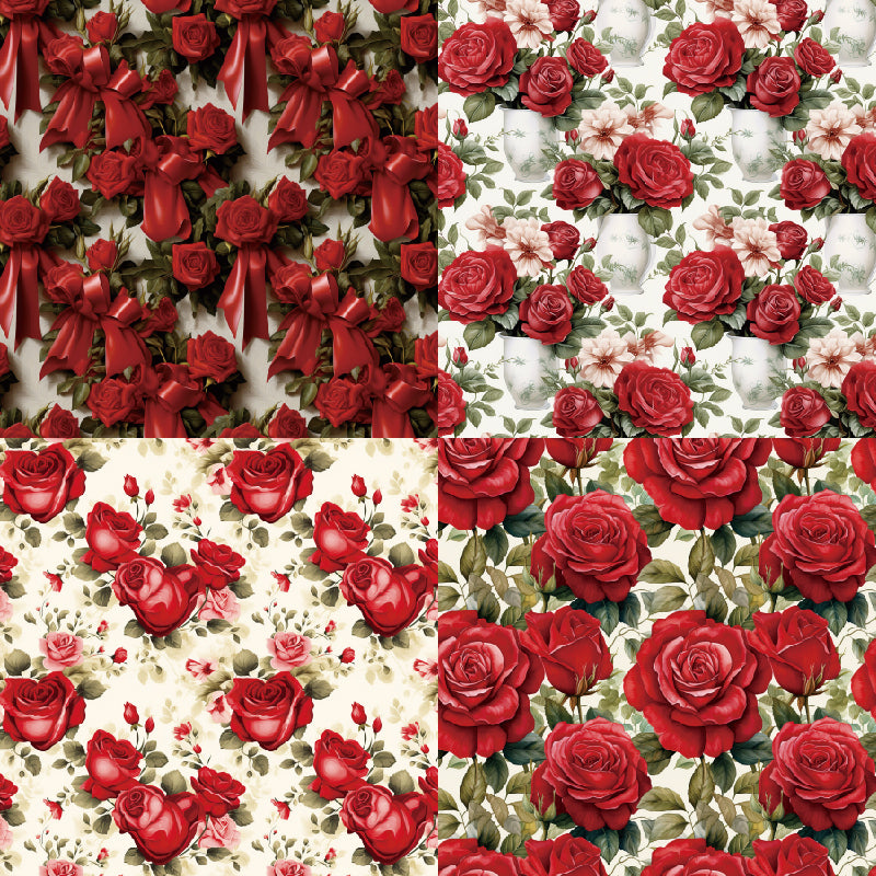 KOKOROSA 24PCS 6" Red Rose Scrapbook & Cardstock Paper