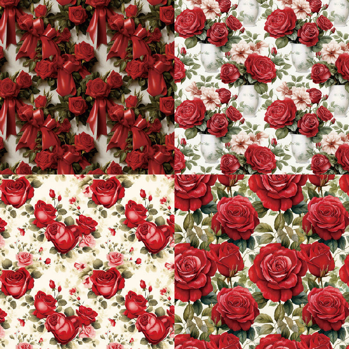 KOKOROSA 24PCS 6" Red Rose Scrapbook & Cardstock Paper