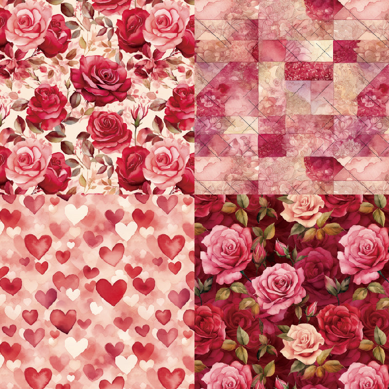 KOKOROSA 24PCS 6" Romantic Roses Scrapbook & Cardstock Paper