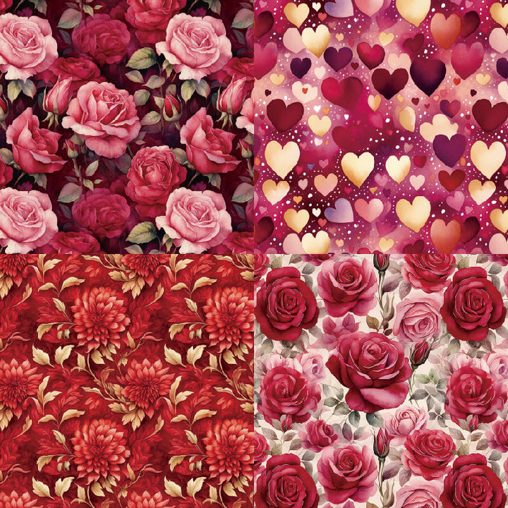 KOKOROSA 24PCS 6" Romantic Roses Scrapbook & Cardstock Paper