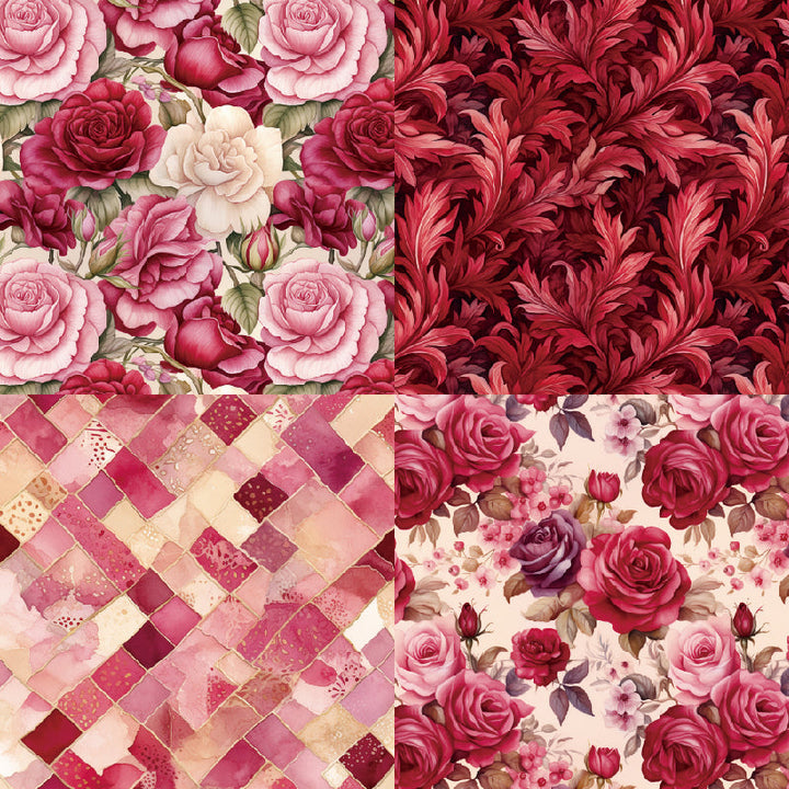 KOKOROSA 24PCS 6" Romantic Roses Scrapbook & Cardstock Paper