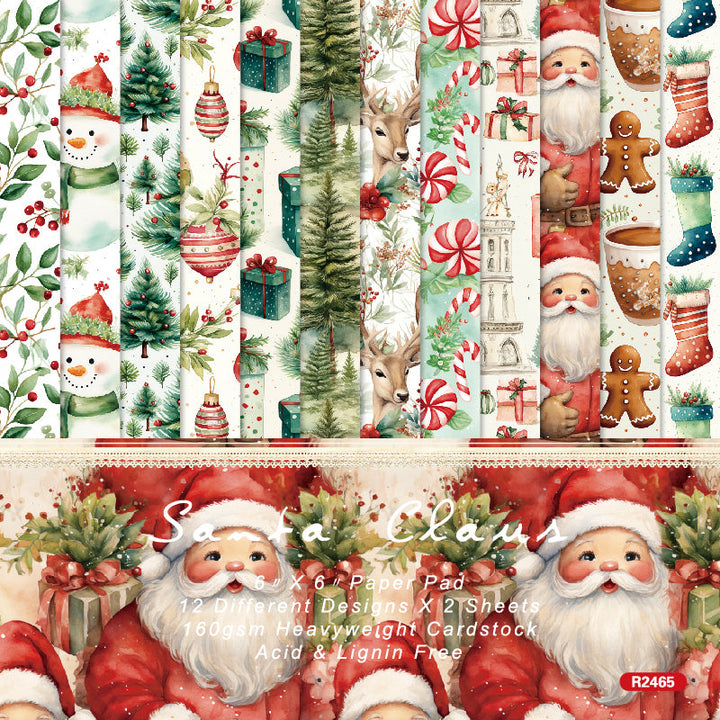 Kokorosa 24PCS 6" Santa Claus Scrapbook & Cardstock Paper