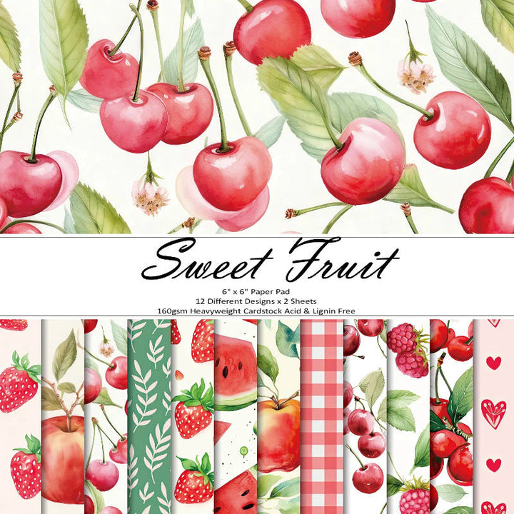 Kokorosa 24PCS 6" Sweet Fruit Scrapbook & Cardstock Paper