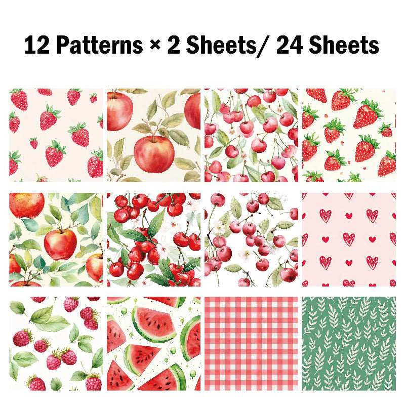 Kokorosa 24PCS 6" Sweet Fruit Scrapbook & Cardstock Paper