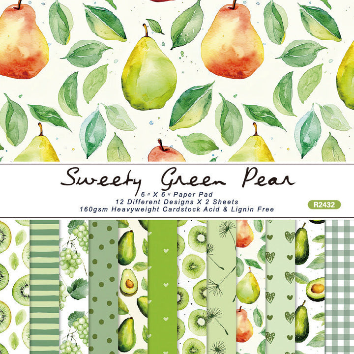 Kokorosa 24PCS 6" Sweety Green Pear Scrapbook & Cardstock Paper