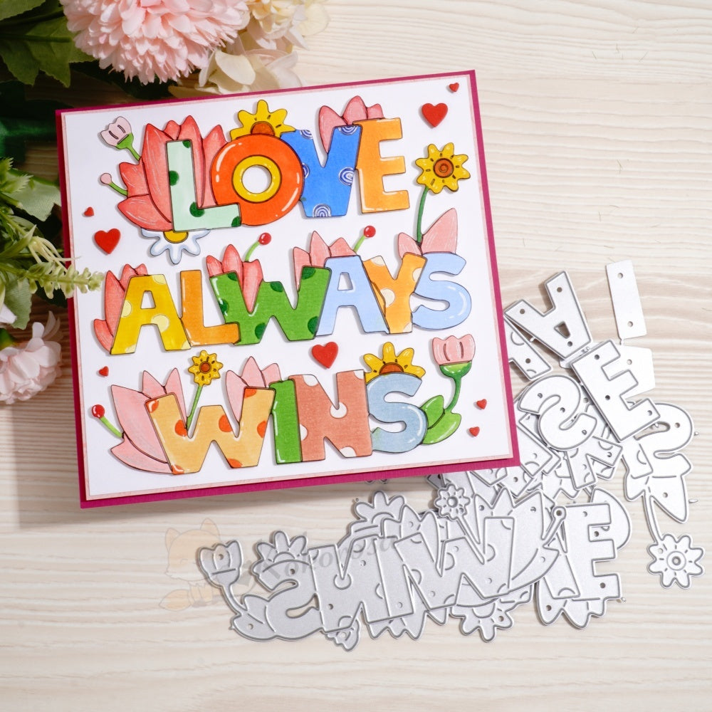 Kokorosa Metal Cutting Dies with 'LOVE ALWAYS WINS' Word