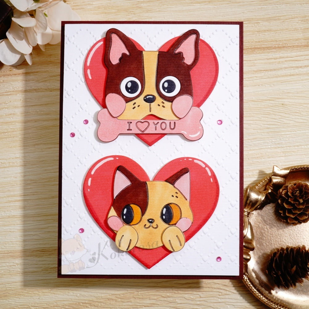 Kokorosa Metal Cutting Dies with Cat Dog & I Love YOU