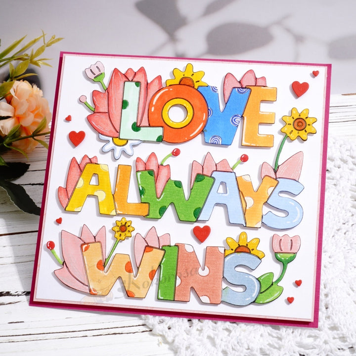 Kokorosa Metal Cutting Dies with 'LOVE ALWAYS WINS' Word