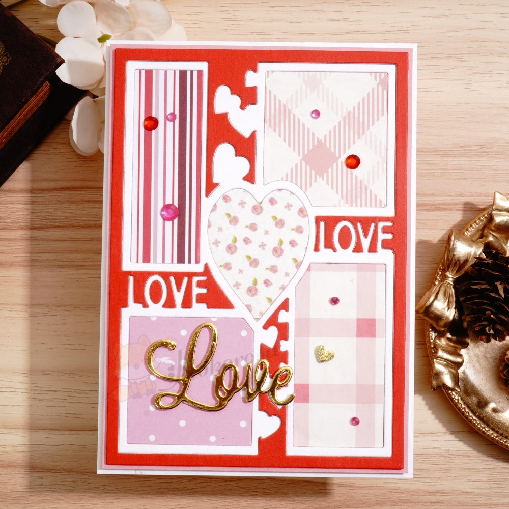 Kokorosa Metal Cutting Dies with Heart Line Background Board