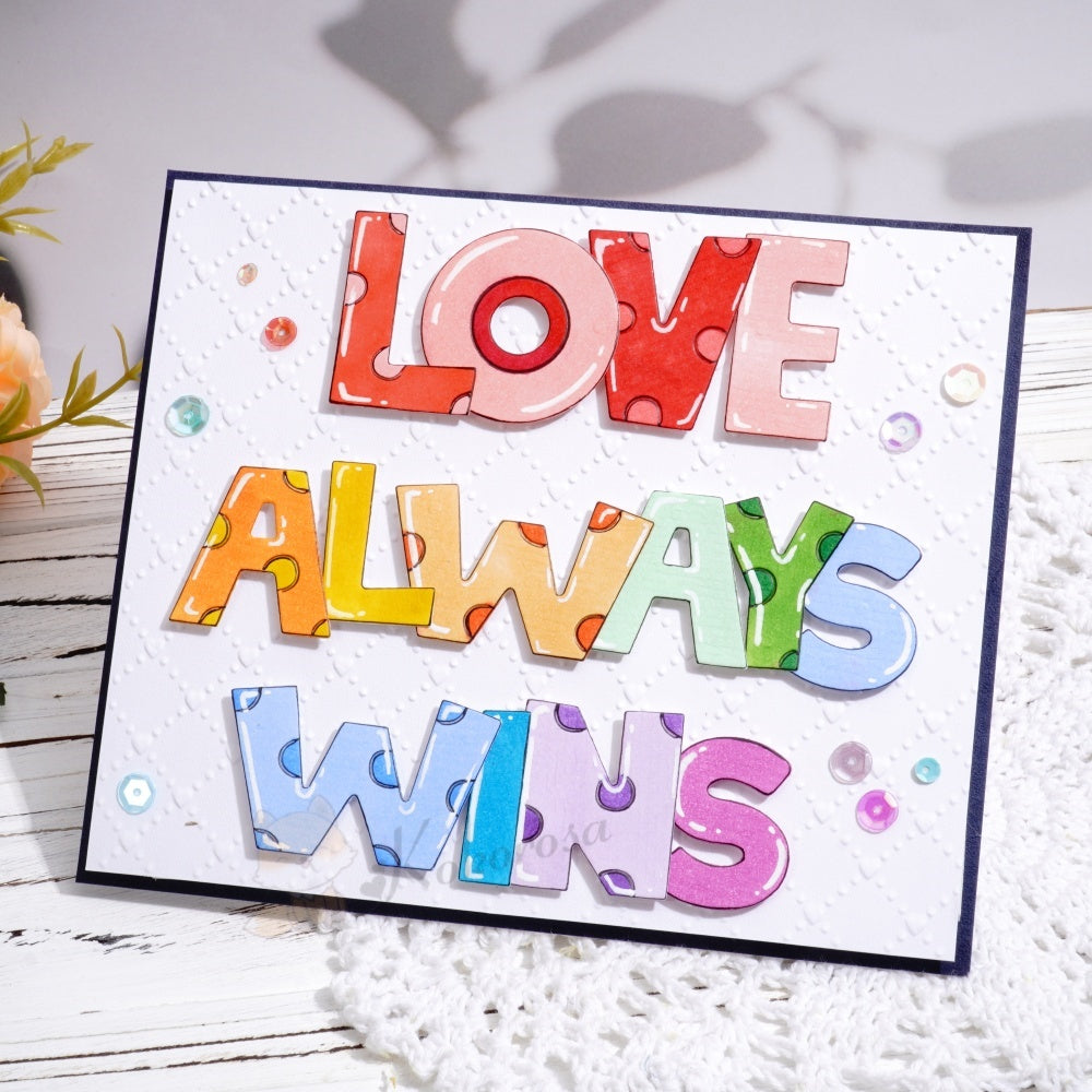 Kokorosa Metal Cutting Dies with 'LOVE ALWAYS WINS' Word