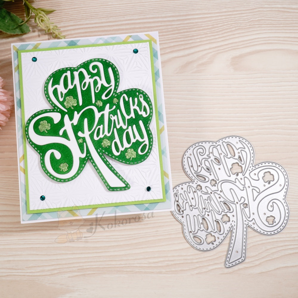 Kokorosa Metal Cutting Dies with Happy St Patrick Day Shamrock