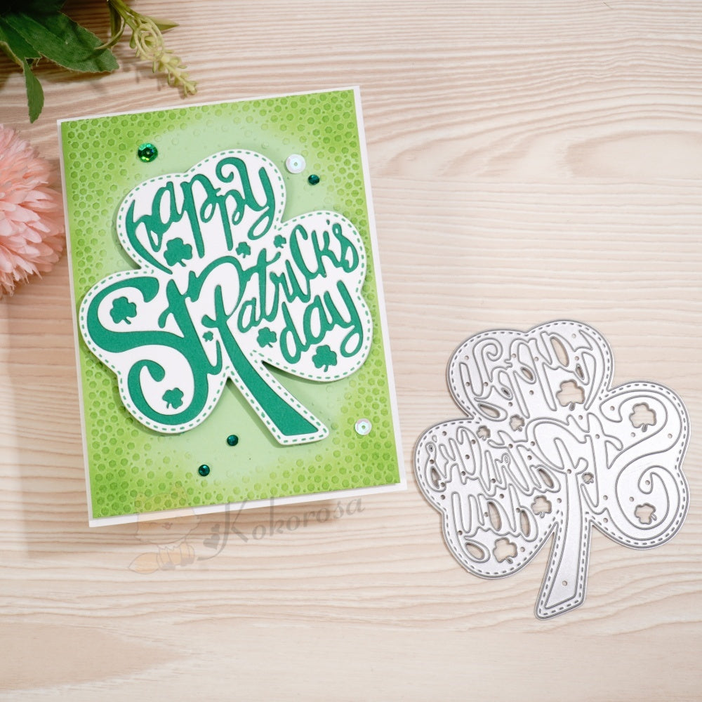 Kokorosa Metal Cutting Dies with Happy St Patrick Day Shamrock