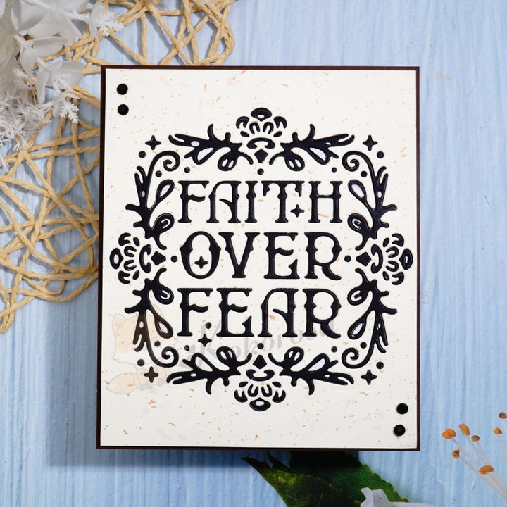 Kokorosa Metal Cutting Dies with FAITH OVER FEAR Background Board