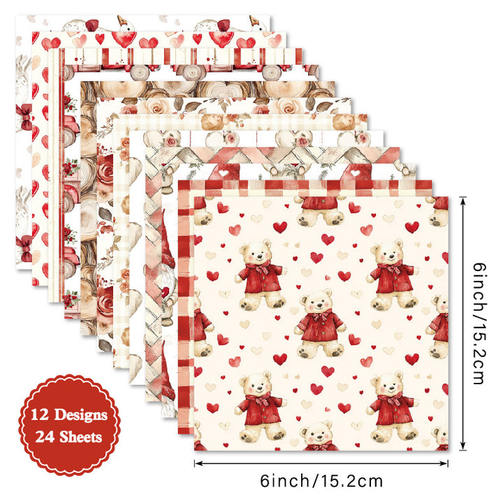 Kokorosa 24PCS 6" Adore Scrapbook & Cardstock Paper