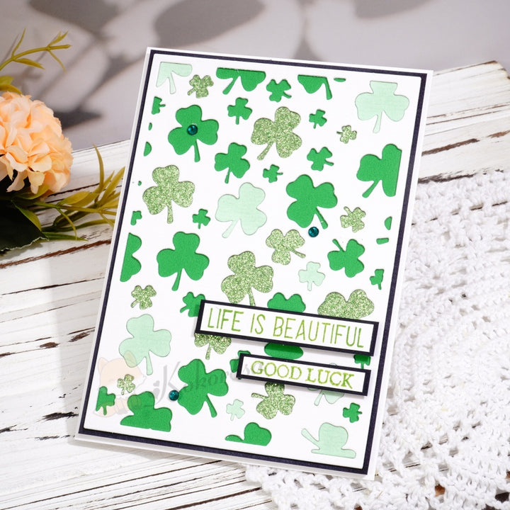 Kokorosa Metal Cutting Dies with Shamrock Background Board