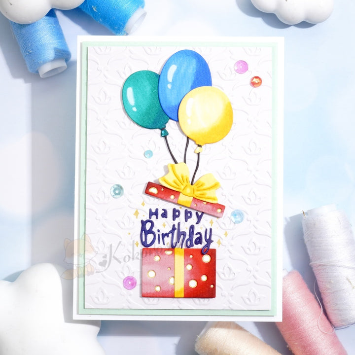 Kokorosa Metal Cutting Dies with Ballon Gift Box and Happy Birthday