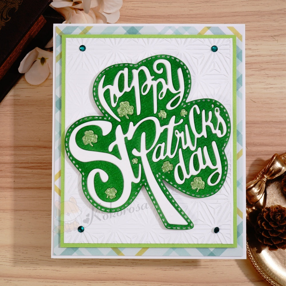 Kokorosa Metal Cutting Dies with Happy St Patrick Day Shamrock