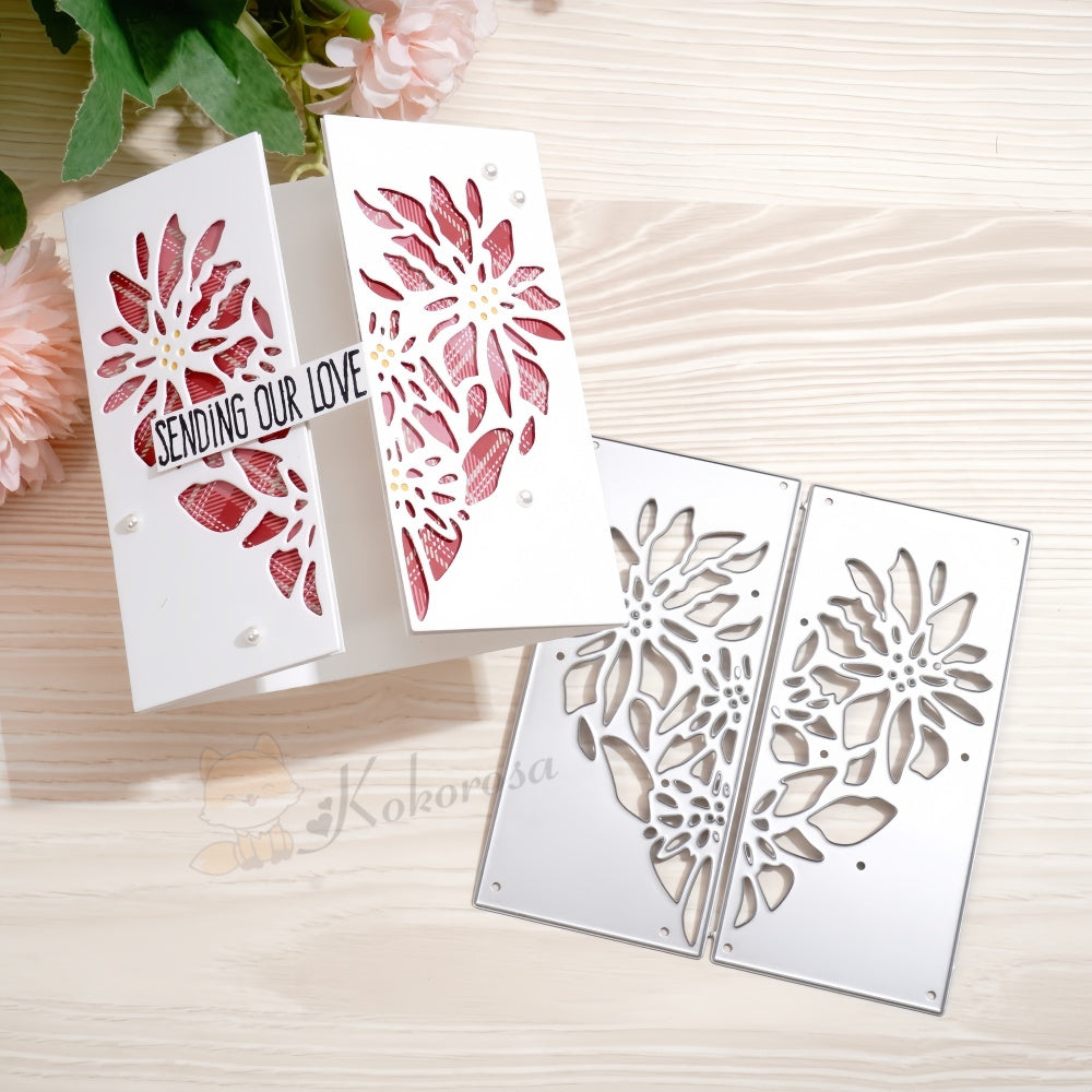 Kokorosa Metal Cutting Dies with Heart Flower Border