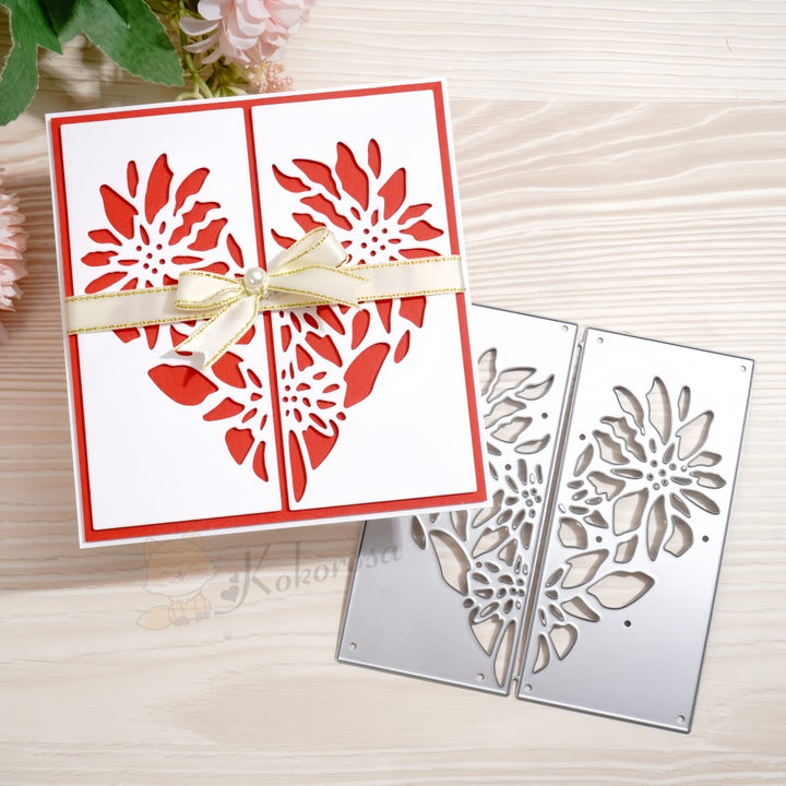 Kokorosa Metal Cutting Dies with Heart Flower Border