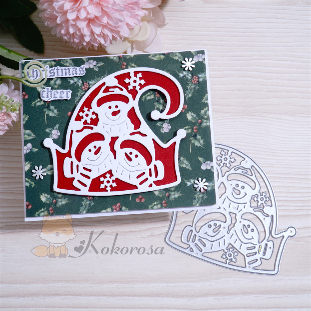 Kokorosa Metal Cutting Dies with Christmas Snowman Elf Hat