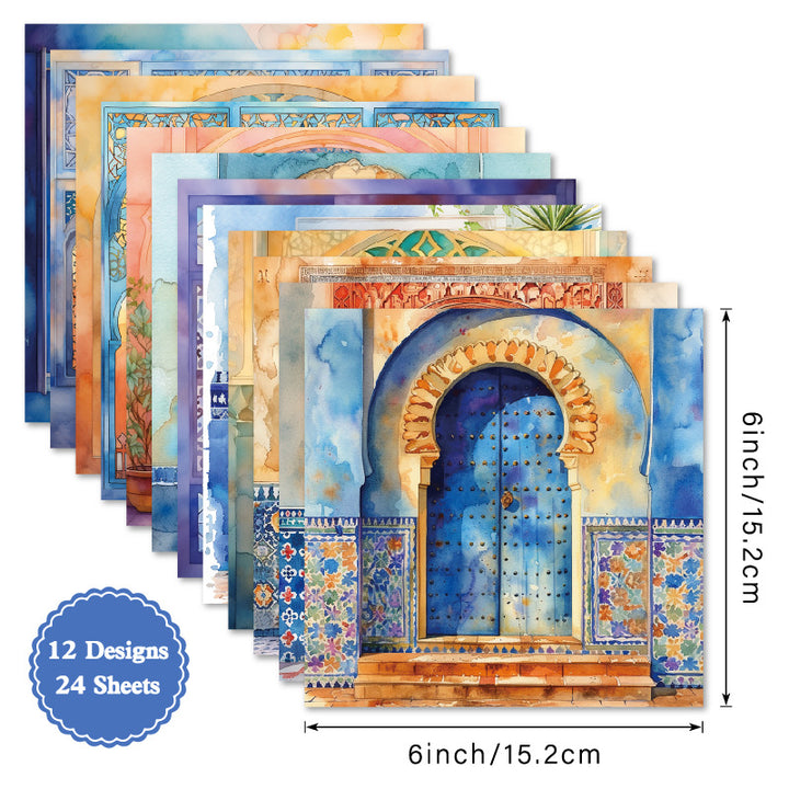 Kokorosa 24PCS 6" Arcade Scrapbook & Cardstock Paper