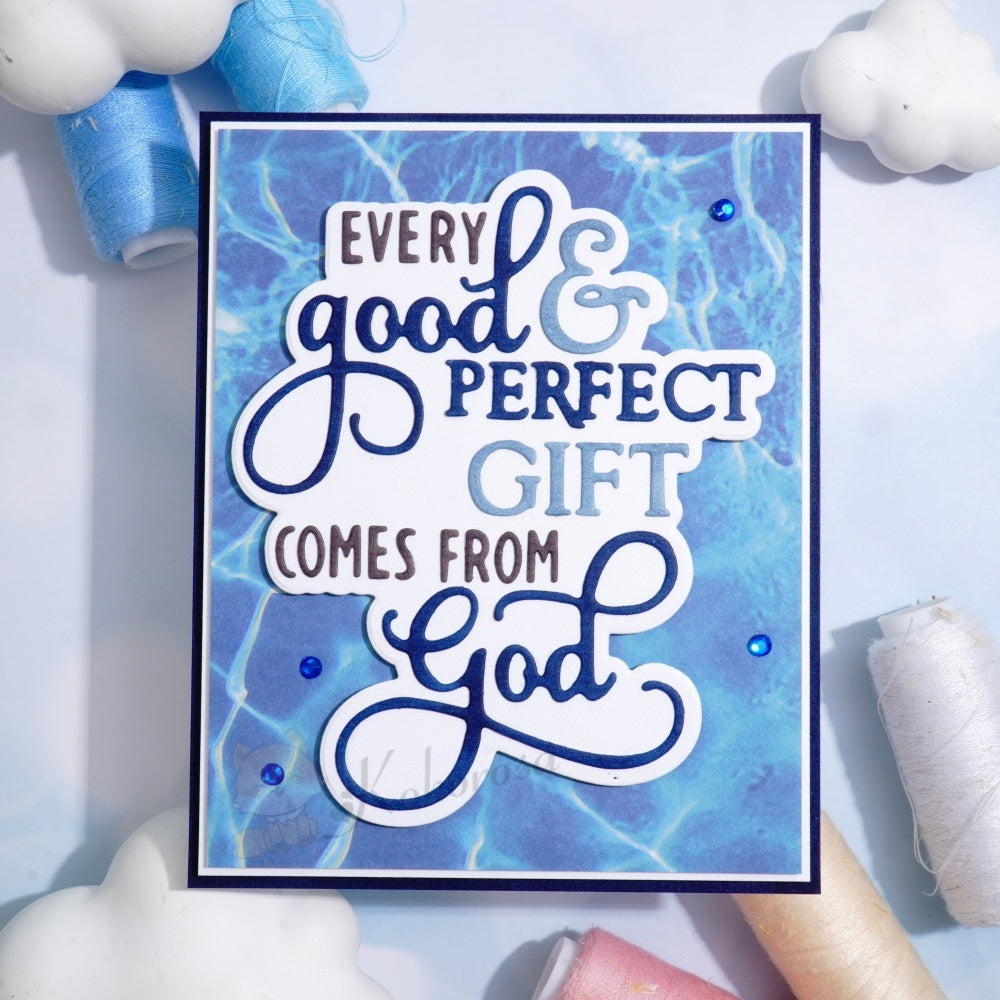 Kokorosa Metal Cutting Dies with 'EVERY good & PERFECT GIFT COMES FROM god' Words