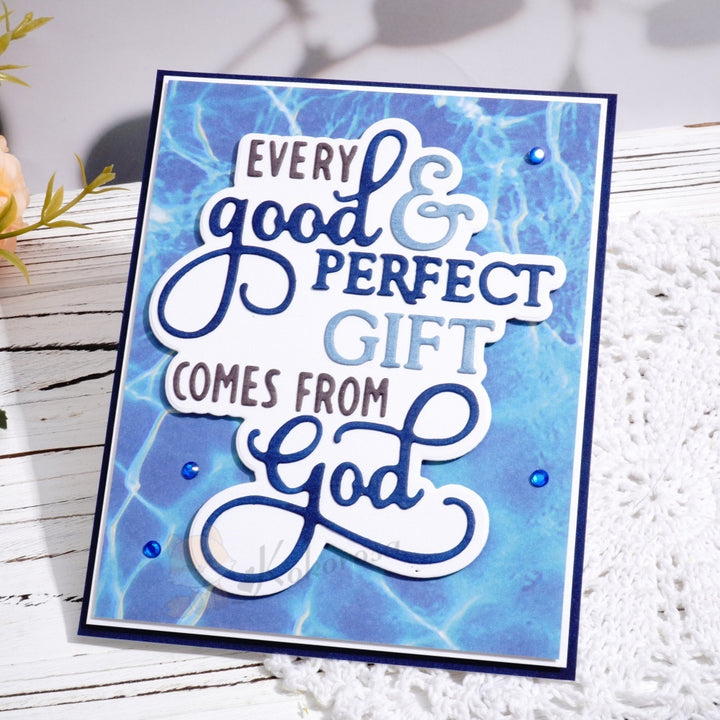 Kokorosa Metal Cutting Dies with 'EVERY good & PERFECT GIFT COMES FROM god' Words