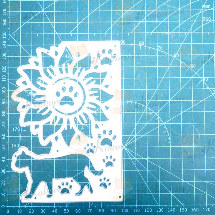 Kokorosa Metal Cutting Dies with Sunflower and Cat Border