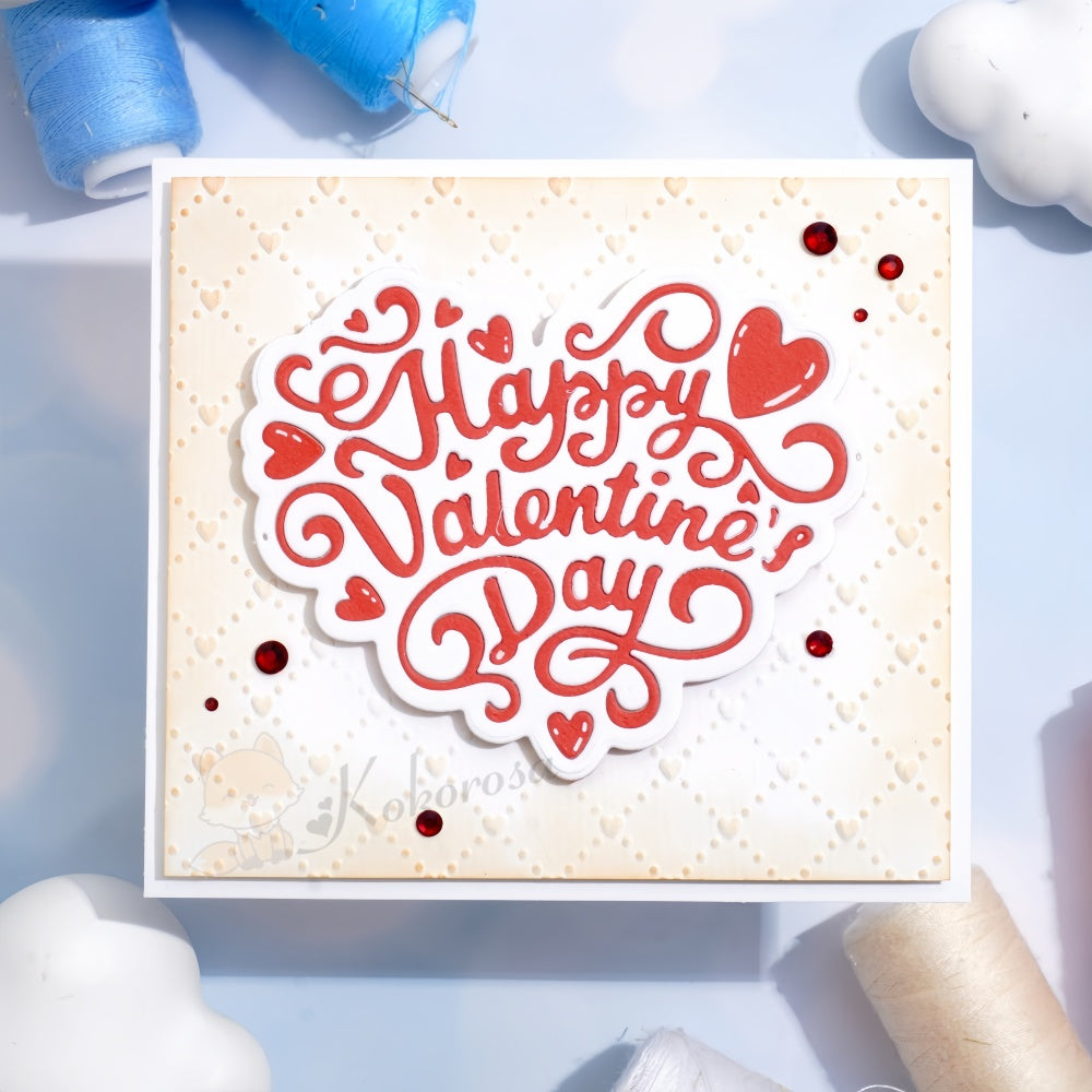 Kokorosa Metal Cutting Dies with 'Happy Valentine Day' Word Heart