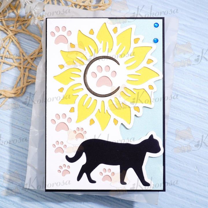 Kokorosa Metal Cutting Dies with Sunflower and Cat Border