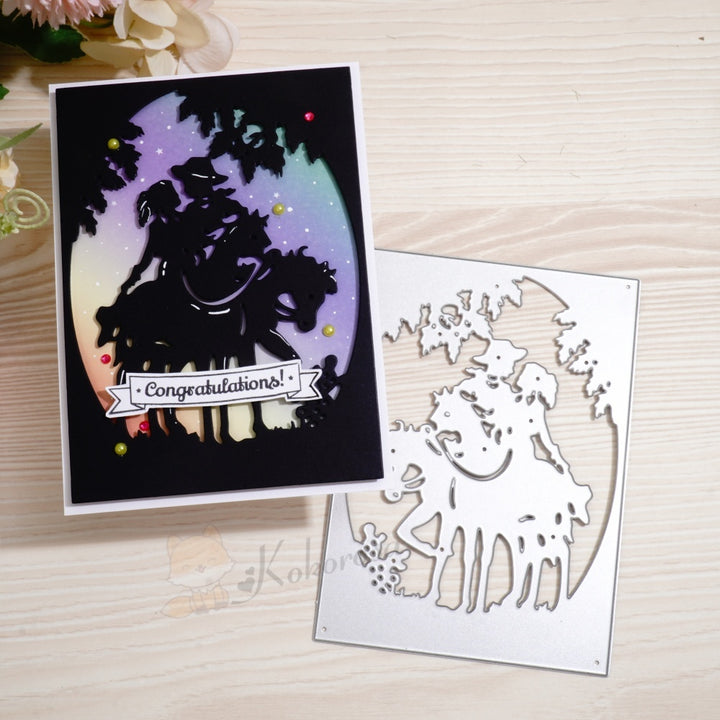 Kokorosa Metal Cutting Dies with Cowboy Lovers Background Board