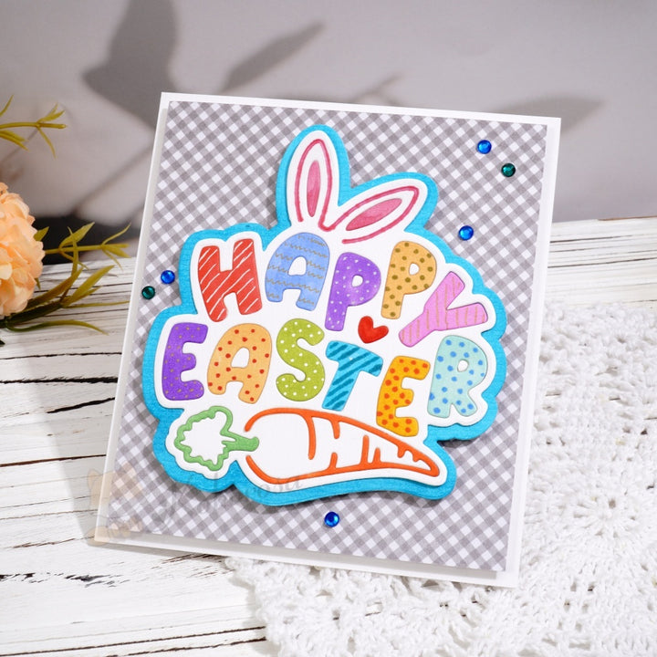 Kokorosa Metal Cutting Dies with 'HAPPY EASTER' with Carrot and Bunny Ears