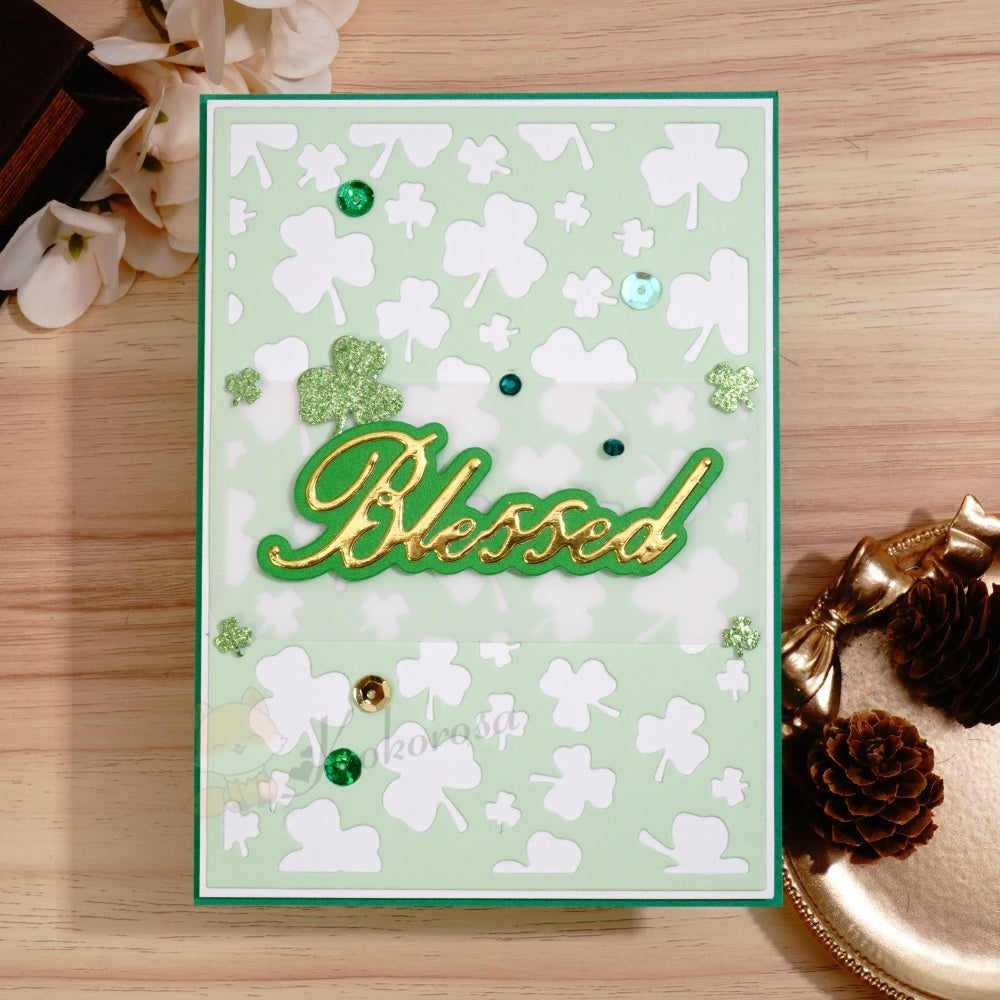 Kokorosa Metal Cutting Dies with Shamrock Background Board