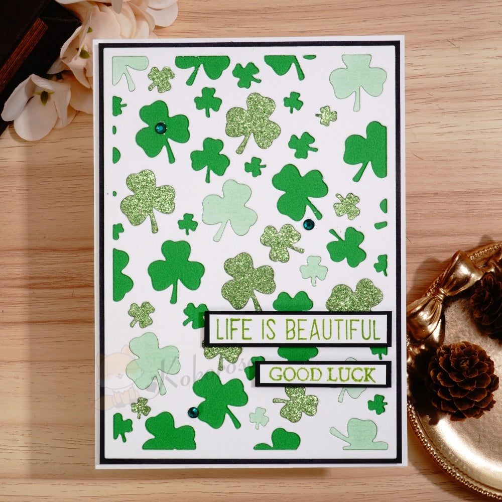 Kokorosa Metal Cutting Dies with Shamrock Background Board