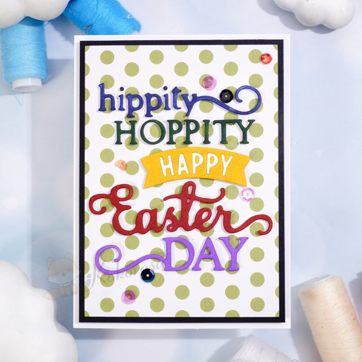 Kokorosa Metal Cutting Dies with 'hippity HOPPITY HAPPY Easter DAY' Word