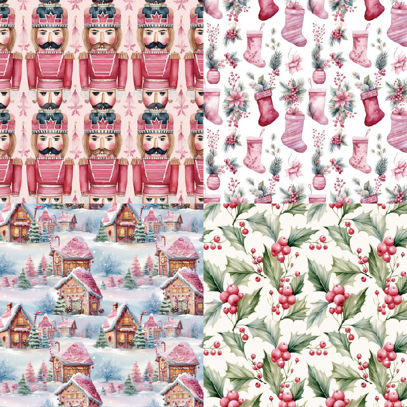 Kokorosa 24PCS 6" Rosy Yuletide Scrapbook & Cardstock Paper