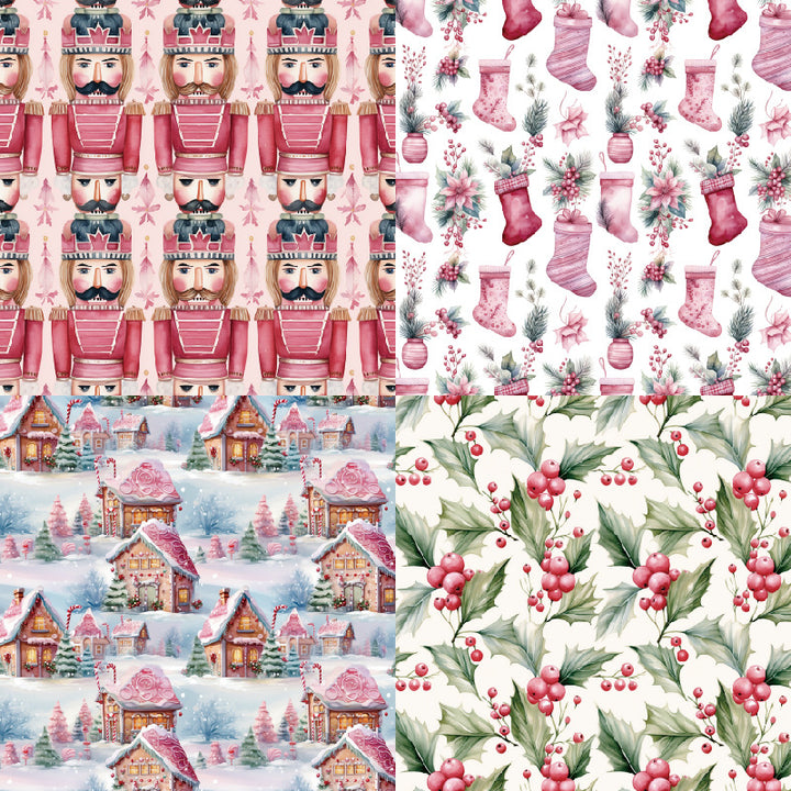 Kokorosa 24PCS 6" Rosy Yuletide Scrapbook & Cardstock Paper