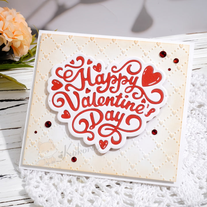 Kokorosa Metal Cutting Dies with 'Happy Valentine Day' Word Heart