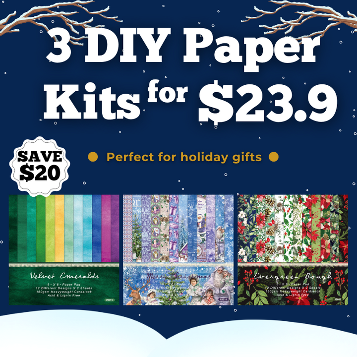 Kokorosa Winter Cardstock Paper Bundle with 3 Items